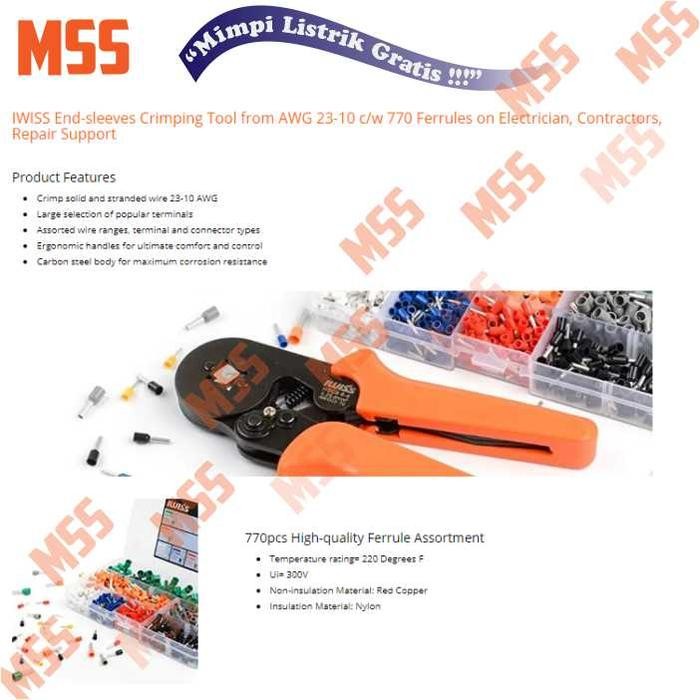 Iwiss Tang Ferrule, Wajib Untuk Pemasangan Kabel Combiner Box/Panel