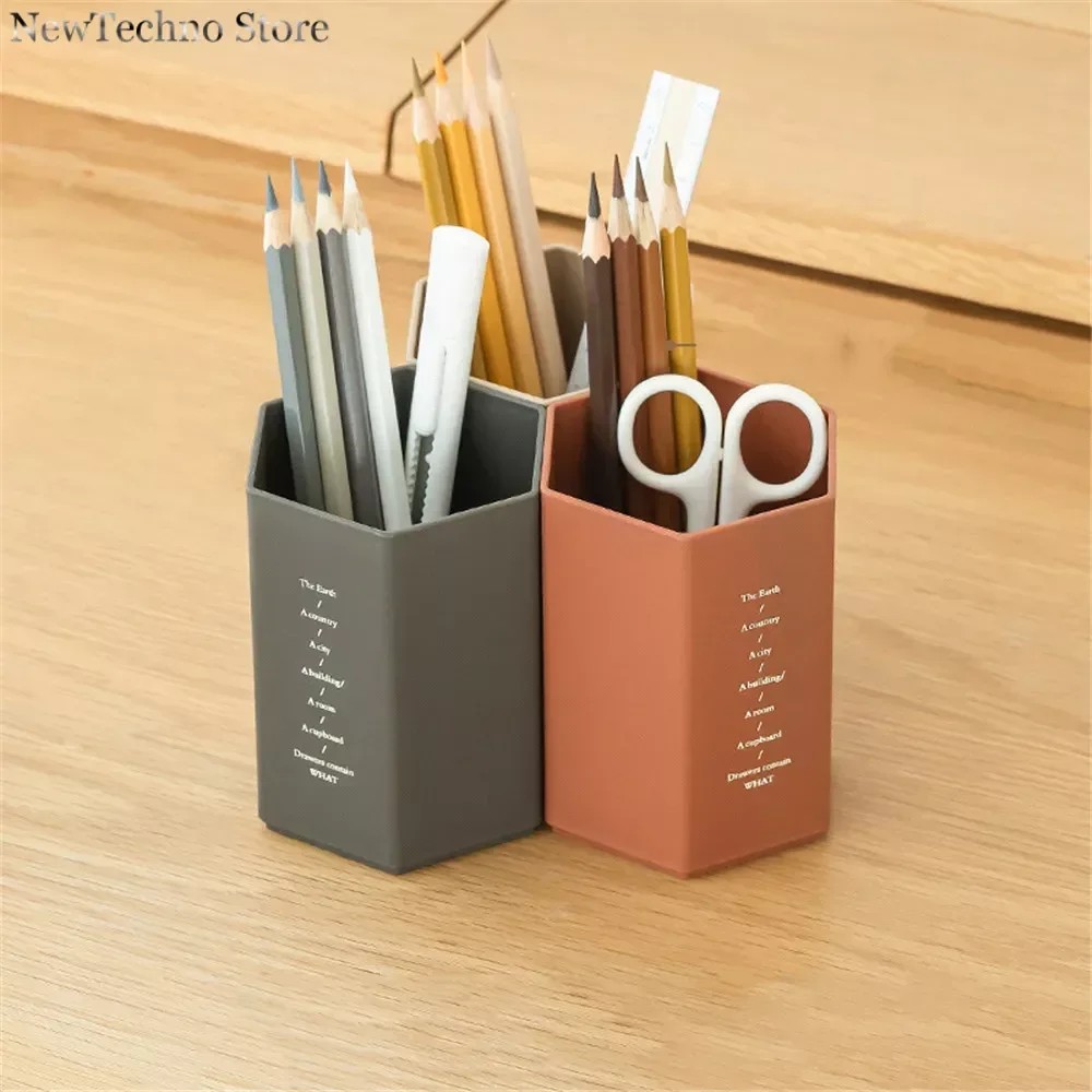 

Hexagonal Design Pen Holder Large Capacity Pen Pencil Organizer Brush Storage Container Box Plastic