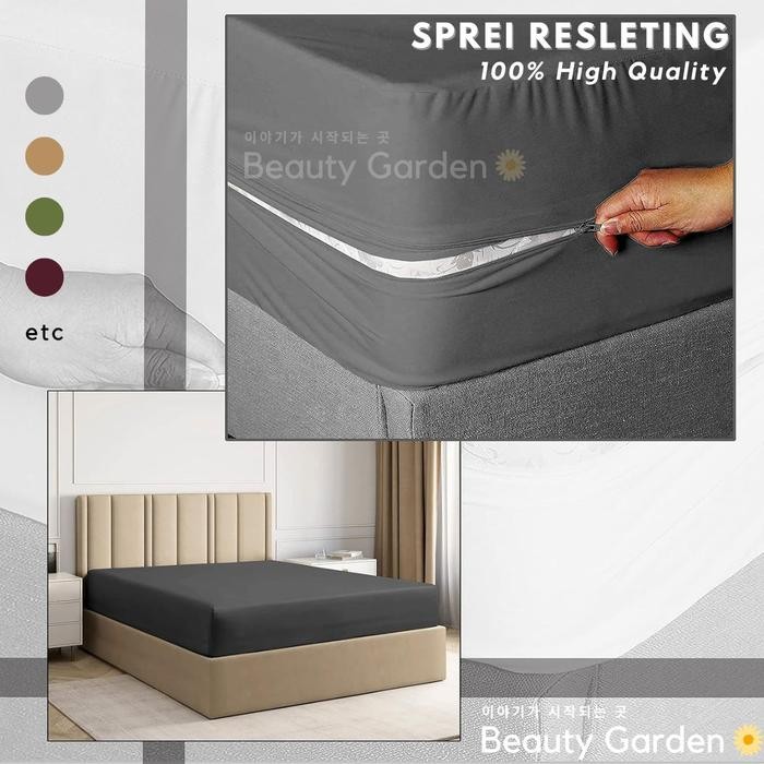 RJ Sprei Resleting Sarung Kasur Busa Tinggi 40 Sprei 160x200 180x200 200x200 Seprai The Star Premium