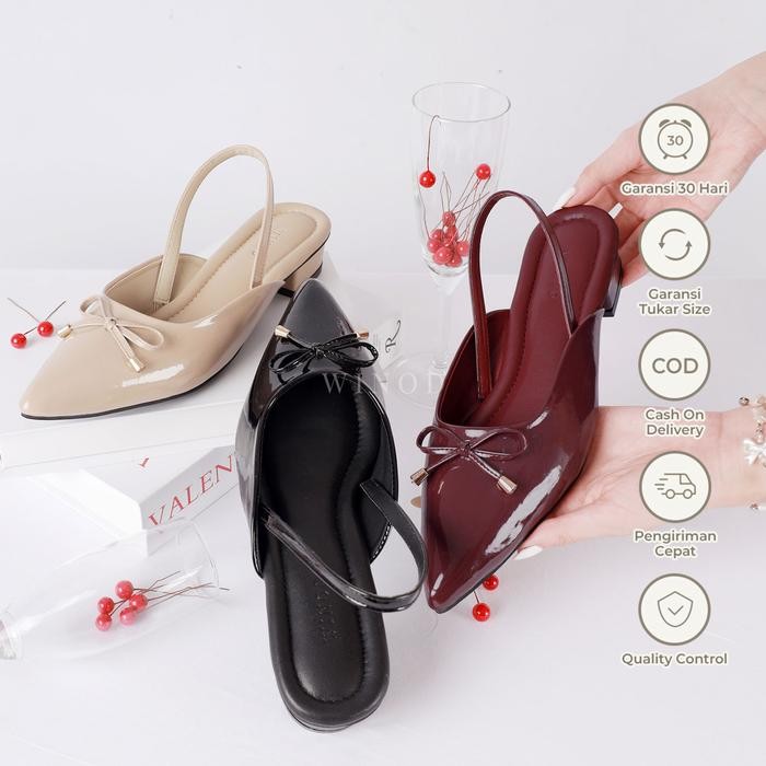 Donatello - Ziva Mules Hak 3Cm Sepatu Heels Wanita Gaya Casual Kekinian Daily 2025