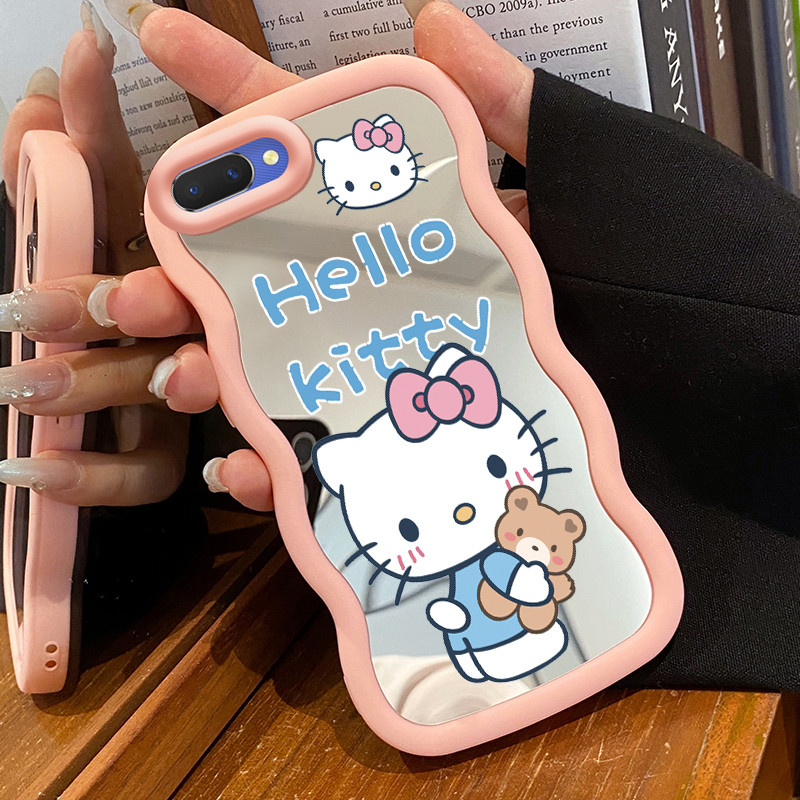 Casing HP Untuk OPPO A5 A3s A12E Realme C1 Case Kucing berwarna pink Macaron Softcase Silikon Kasing