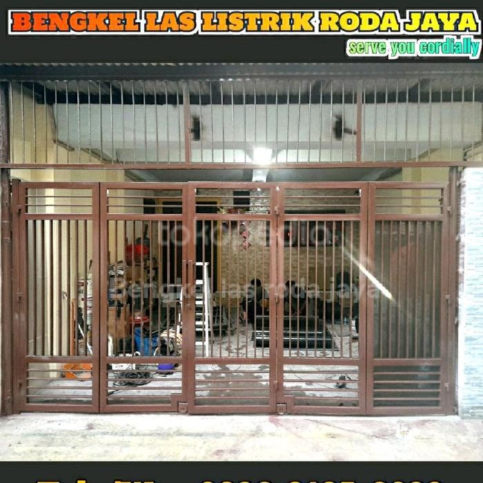 TERMURAH pagar lipat minimalis / Pagar lipat rel bawah / pintu lipat dorong Besi READY STOCK