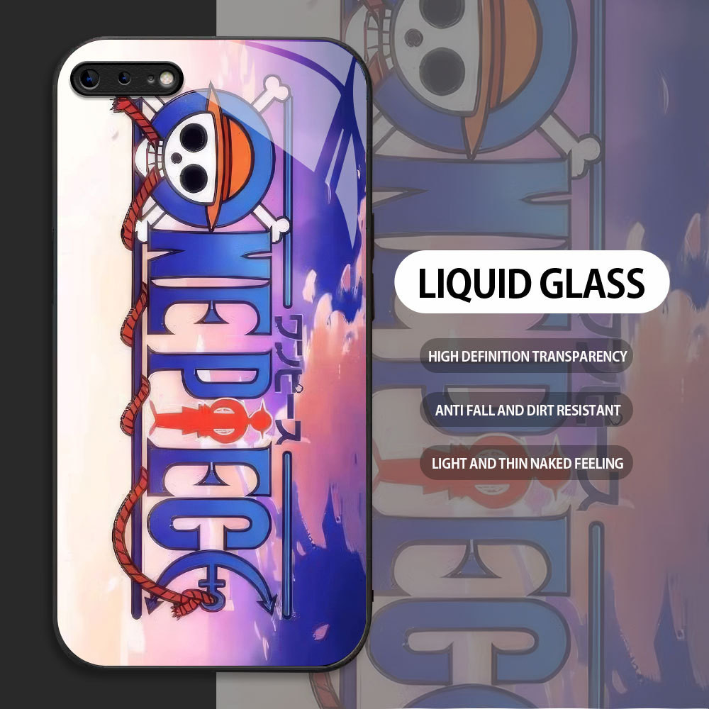For Apple iPhone 6 6S 7 8 Plus SE2020 se2022 Casing Handphone ‌ Bendera dari One Piece Glass kesing 