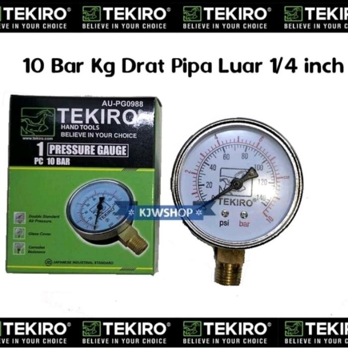 New Manometer 10 bar TEKIRO Pressure Gauge 10 bar TEKIRO Manometer 10kg TEKIRO Mano Meter 10 bar