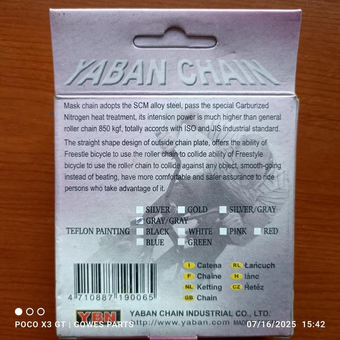 RANTAI YABAN MK-747 SINGLE SPEED OR BMX YBN RANTAI - GOWES PARTS