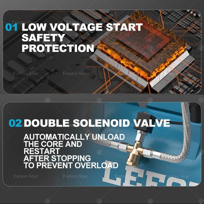 MESIN KOMPRESOR LISTRIK AIR OILLESS PORTABLE / ANGIN SILENT ULTRA QUIET OIL FREE ENGINE DIESEL 30L