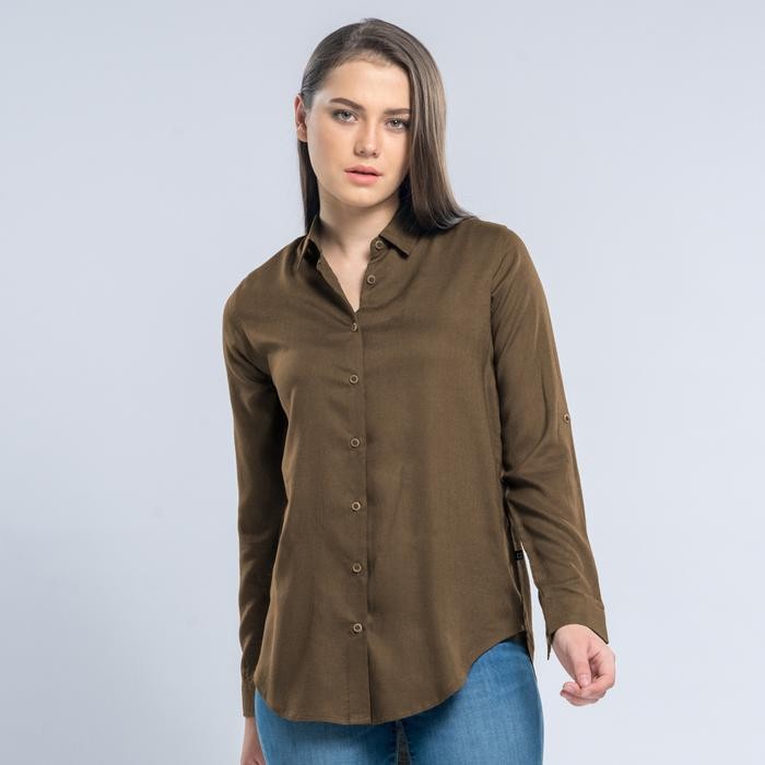 DISKON C2 Eostre Brown Kemeja Casual Wanita READY STOCK