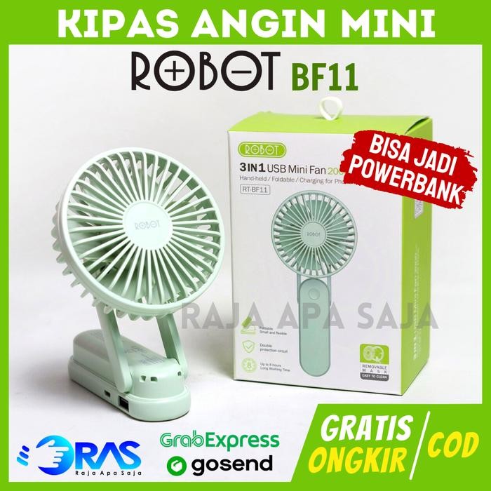 ORI KIPAS ANGIN KECIL 2in1 Powerbank - Portabel Kipas Mini Fan Kipas Tangan Robot BF11