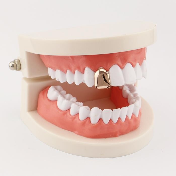 62eh- Grillz Gigi Hip Hop Gigi Emas Silver Rose Gold Single Teeth Grillz