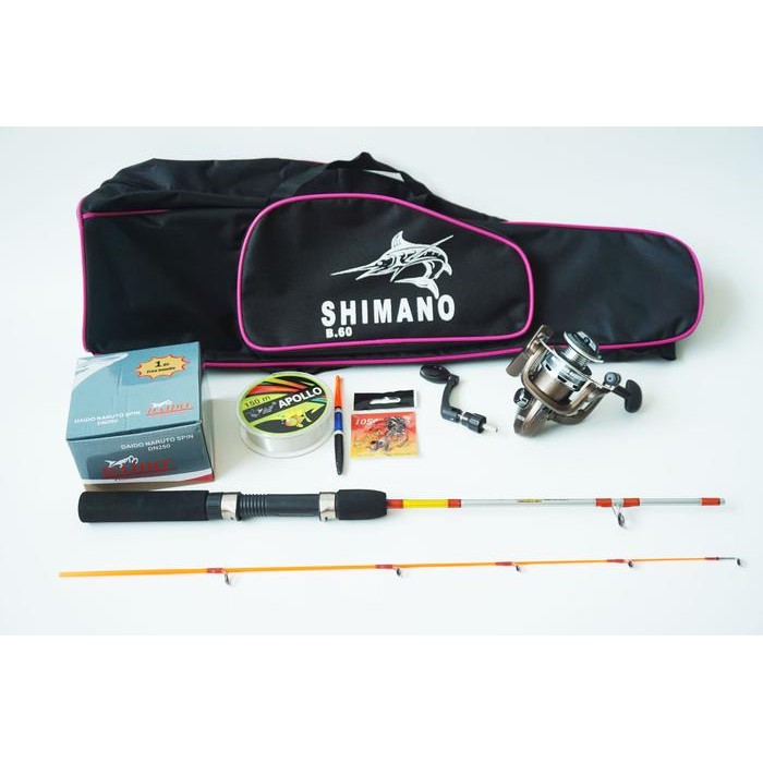 Set Pancing Komplit Mini Reel Dan Joran Lentur Kekuatan Hingga 8Kg