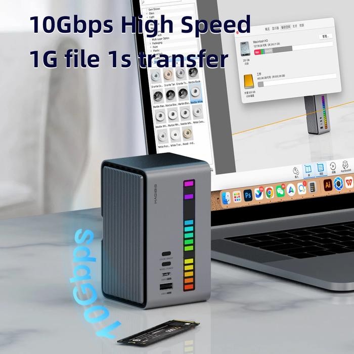 HAGIBIS 19 IN 1 DOCKING STATION WITH DUAL HDMI M.2 SSD ENCLOSURE SD TF
