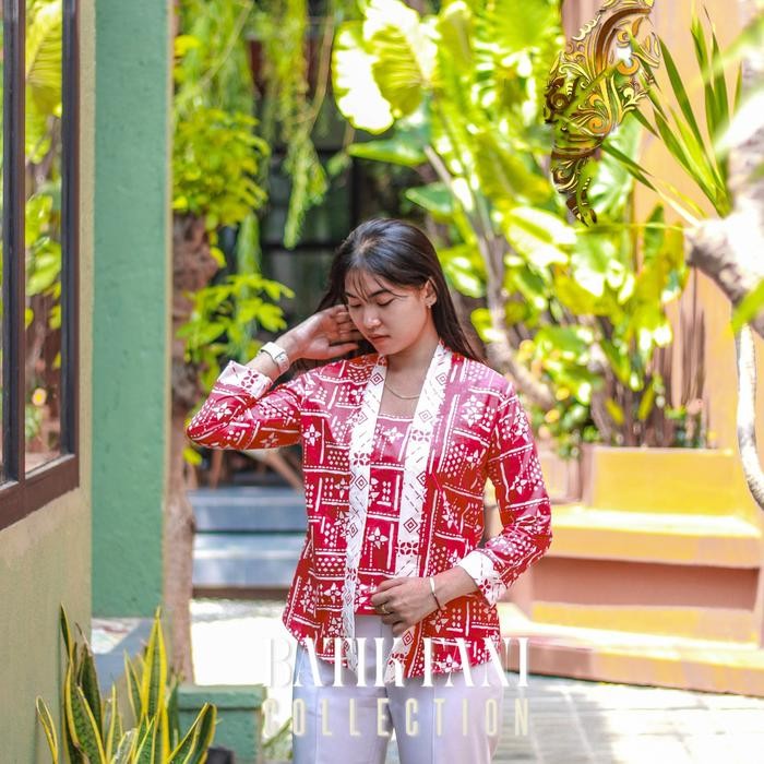 TERMURAH Kebayak Merah Putih Baju Batik Wanita Jawa Lurik Istimewa Modern 2025 Dress Panjang Atasan