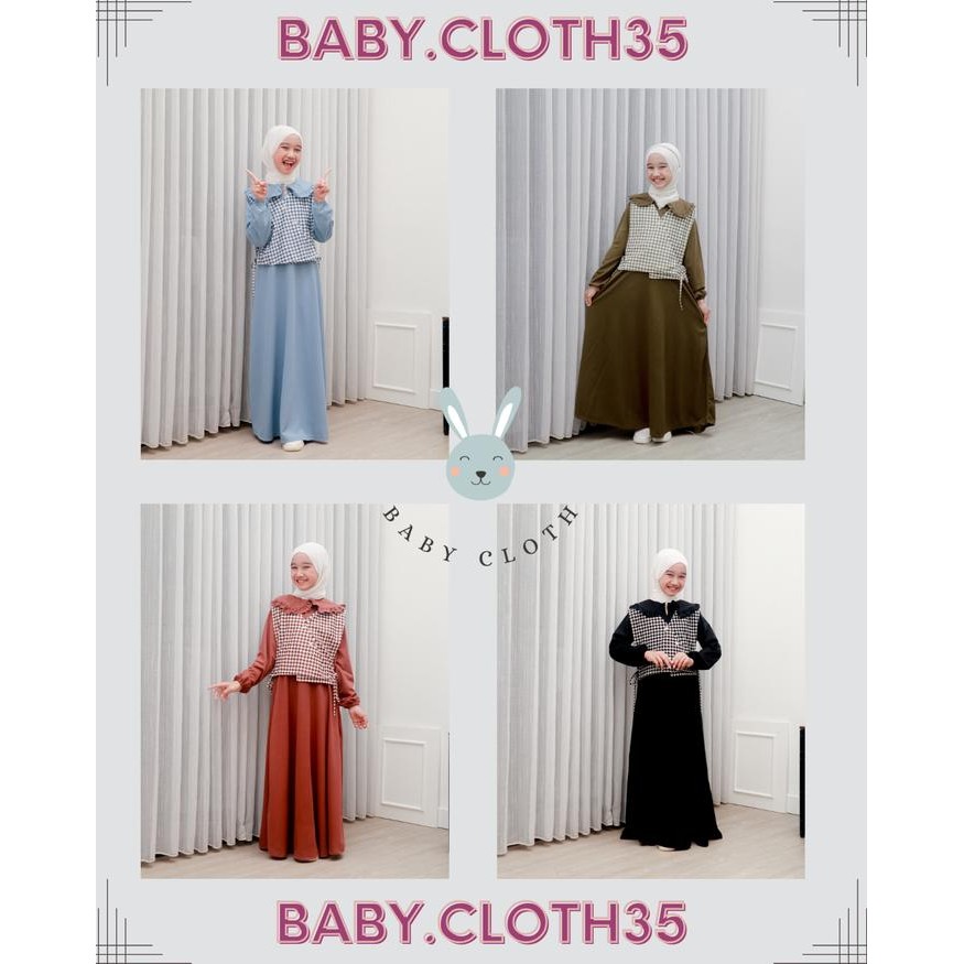 2pt5- Gamis Silvia Rompi Anak Smlxl Baby.Cloth Untuk Umur 3-14 Tahun Baju Muslim Panjang