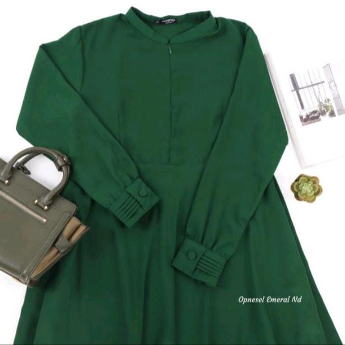 k4un- [Gamis Hermosa] Gamis Polos Hijau Botol Premium-Gamis Polos Hijau Tua Hijau Botol