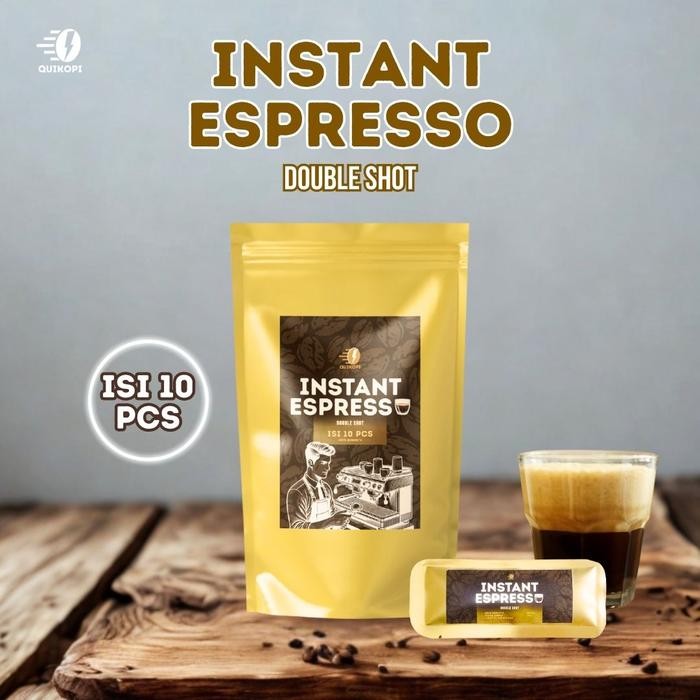 PROMO  QUIKOPI Espresso Instant 10 Sachet, Bubuk Kopi Instan Premium Tanpa Ampas, Double Shot 4 gr