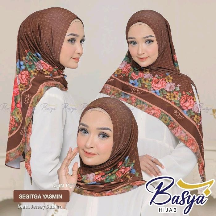 KirimCpT- (Basya Sublim) Yasmin Non PetHijab Instan Segitiga Pet MotifKerudung Segitiga Motif