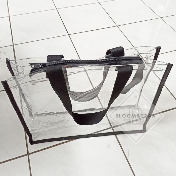 zrv6- Tas Mika Transparan Resleting Tas Souvenir Transparant Zipper Tote Bag