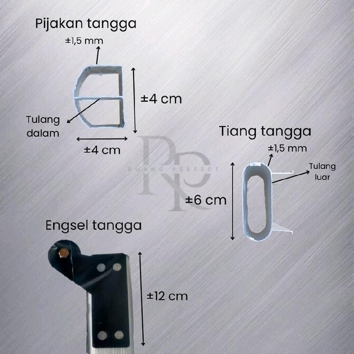 Tangga Lipat Aluminium 3 Meter Super Tebal Berkualitas Sier & Hitam