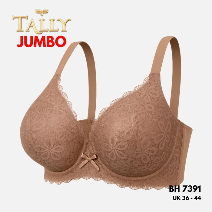 TALLY Sarwendah BH 7391 / 7392 Bra Wanita JUMBO Ada Kawat Busa Tipis Bahan Renda Katun Cup D Kait 6