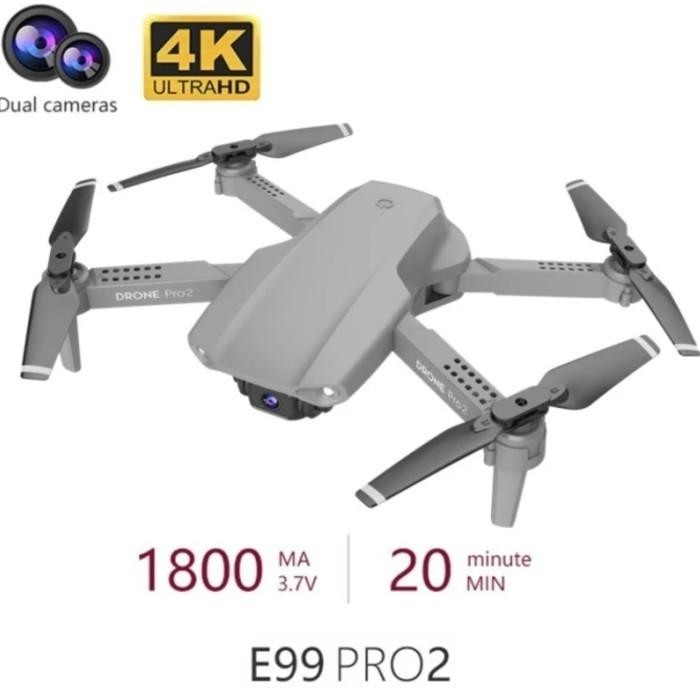 Rc Drone E99 Pro 2 Clone Dji Mavic Mini Wifi Fpv Dual Camera 4K Cctv Wifi Alttitude Hold Kamera
