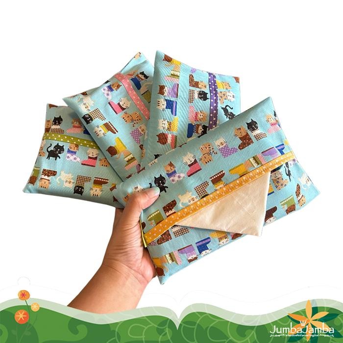 Tempat Tissue Travel Kain Katun - Cats in Boots ese Cotton Fabric Travel Size Tissue Cover Tissue