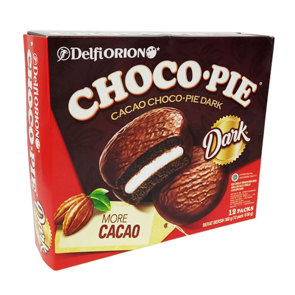 DELFI ORION CHOCO PIE DARK CACAO 12 PCS X 30 GR - PAI COKELAT