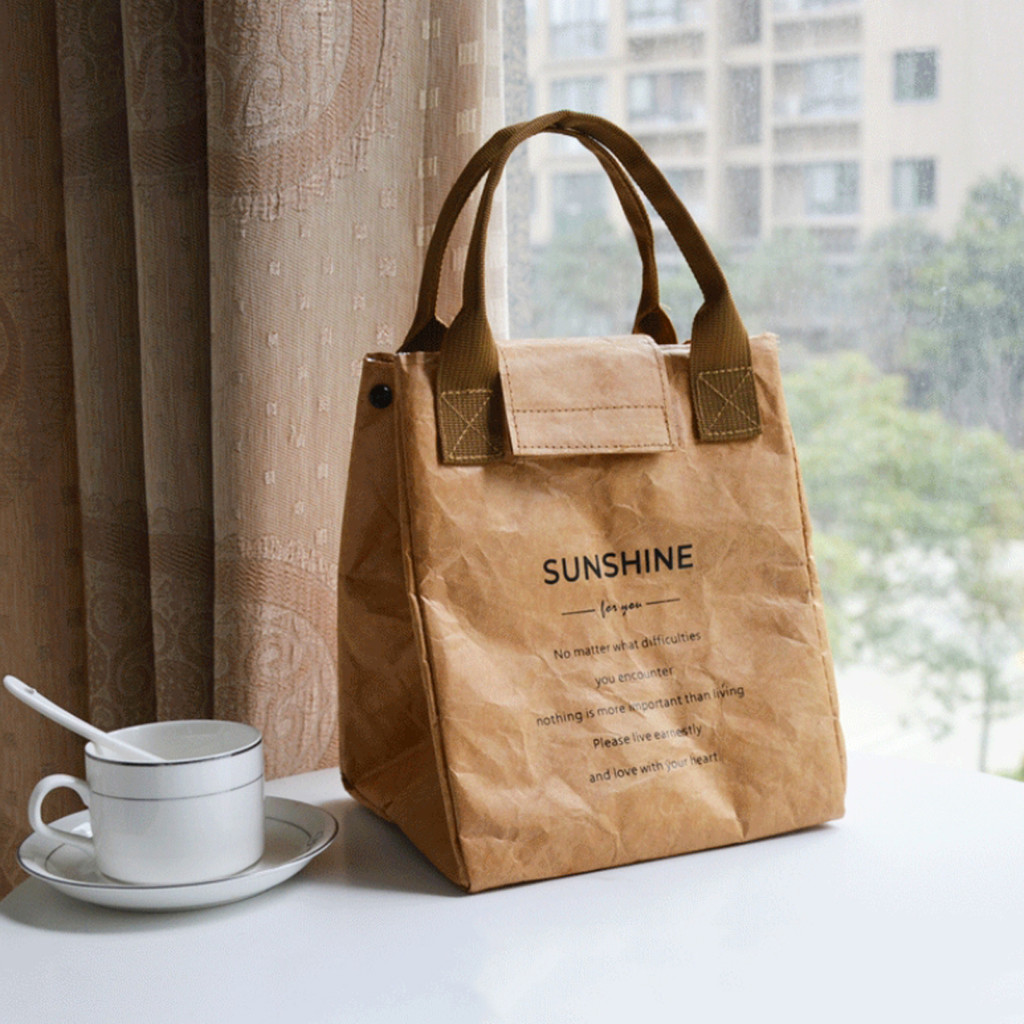 Paper Bag Thermal Bag Custom Portable Lunch Bag Kraft Paper Refrigerated Bento Bag Office Worker