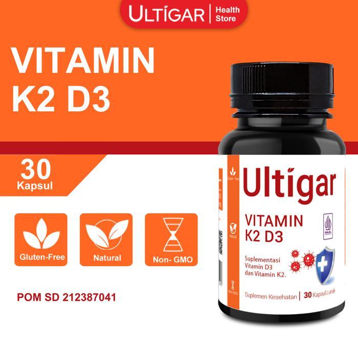 Terlaris Ultigar Vitamin K2 + D3 - K2 120 Mcg D3 400 Iu - Isi 30 Kapsul Lunak - Suplemen Kesehatan