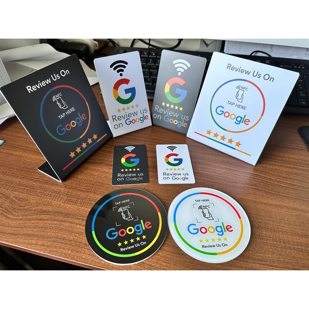 13.56Mhz programmable Google Review Card NFC station table NFC Google Reviews display bending card
