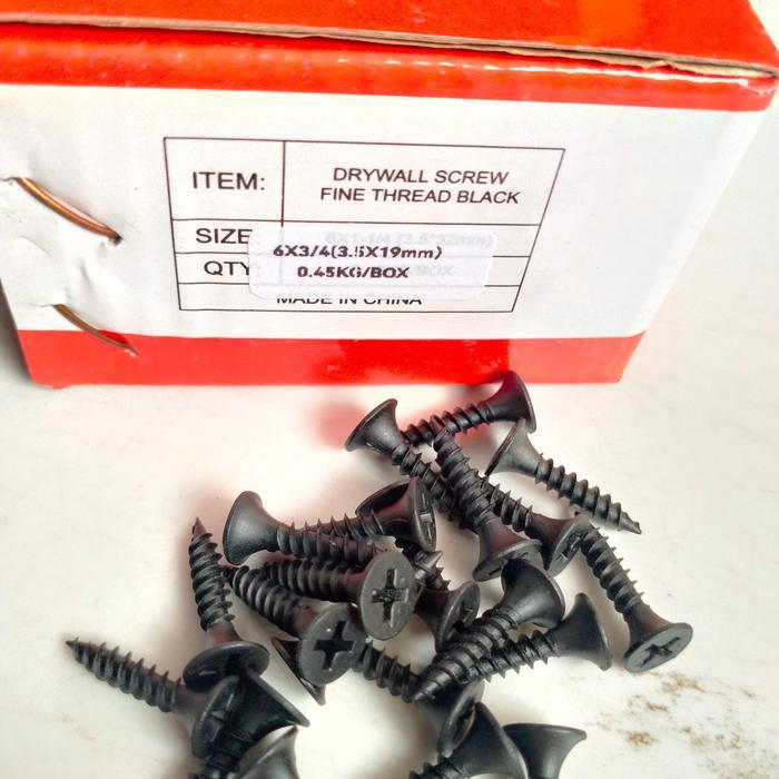 NEW sekrup gypsum 6 x 3/4 sekrup gipsun 2cm sekrup hitam