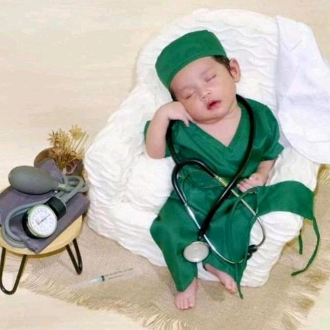 Baju Medis Kostum Dokter Bayi Kostum Dokter Properti Foto Newborn Terbaru 