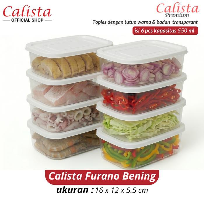 Calista Furano Set 6 PCS Lunch Box 550ml Calista Furano Bening Wadah Penyimpanan Serbaguna Food Cont