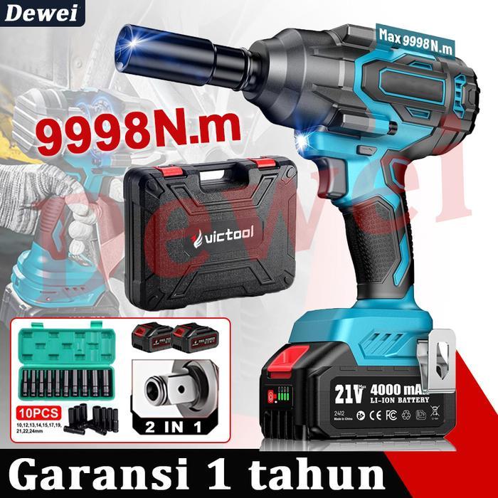 Krisbow Modern - Dewei Impact Wrench Cordless 1/2 Inci 9998N.M Torsi Tinggi Bor Impact Baterai