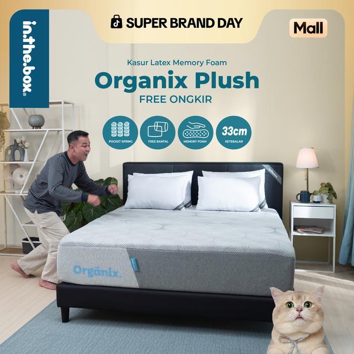 Kasur Busa Latex Natural Fabric Inthebox Organix Plush 180x200 - Free bantal