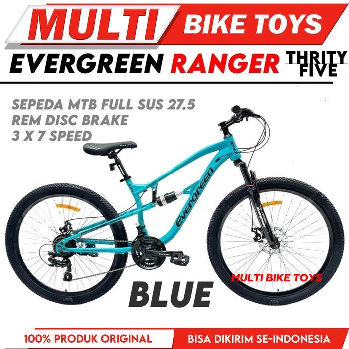 Sepeda Gunung MTB 27.5 Inch Evergreen Ranger R 35 Full Suspension 21 speed - BLUE