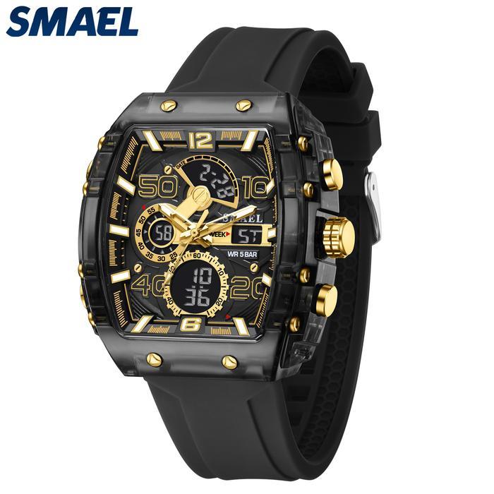 Smael Smael8109 Jam Tangan Analog Digital Pria Wanita Sport Waterproof Luminous Dengan Alarm Tali Pu