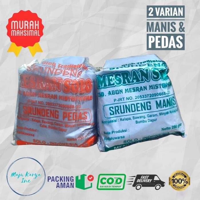 

ORIGINAL Serundeng Mesran Solo Manis Pedas 250 gram READY STOCK