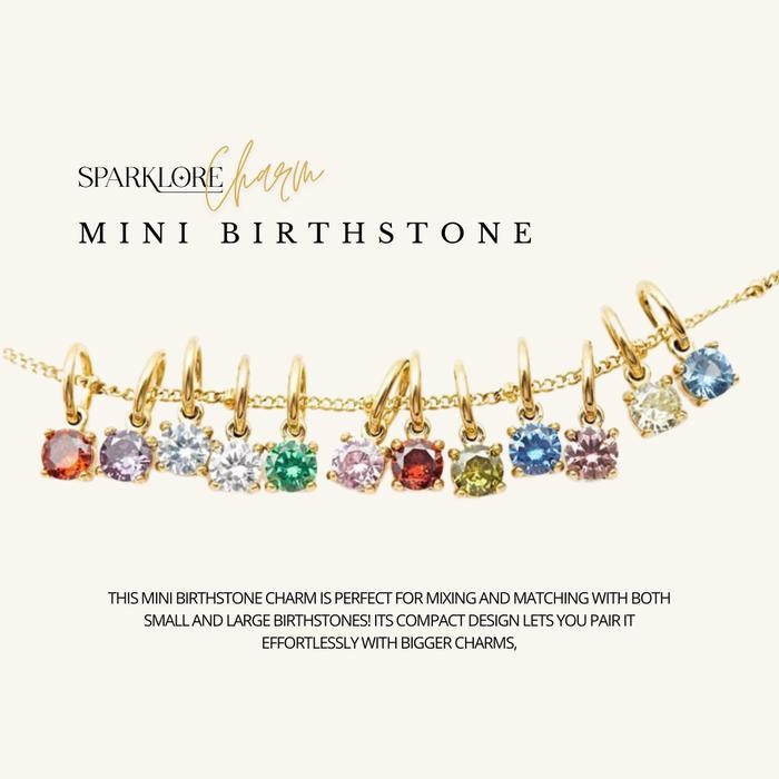 

SIAPKIRIM Sparklore Mini Birthstone Charm Titanium & Gold Plated 18k Wateroof - Charm Pendant Batu