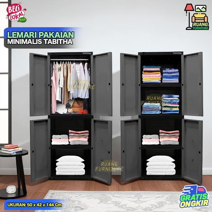 Lemari Pakaian Plastik Tabitha LS2P Spring Lemari Lemari 4 Susun Lemari Kaca Lemari Gantung