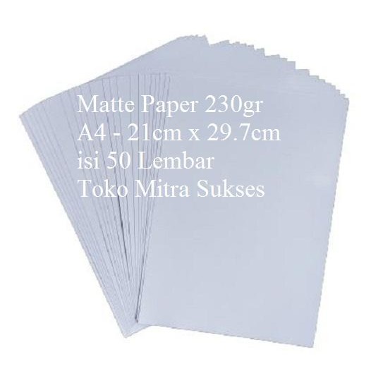 

Pilihan- Kertas Matte Paper Inkjet 230Gsm A4 Isi 50 Lembar
