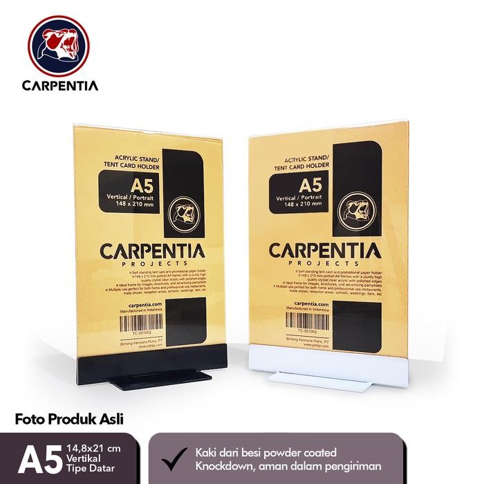 

Carpentia Stand Akrilik Kaki Besi /Datar A5 Vertikal 14,8x21cm /Holder