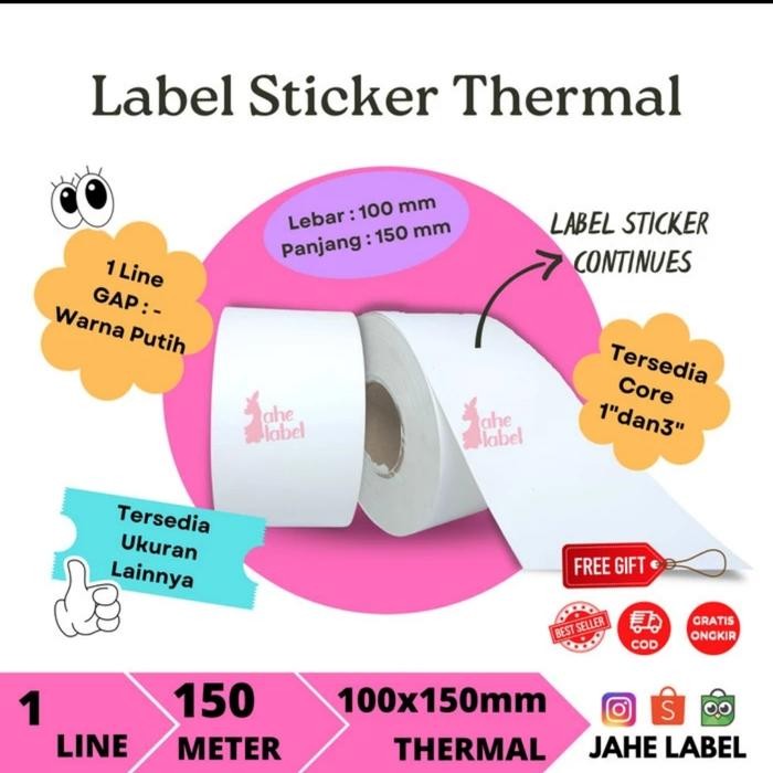 

Label Stiker Thermal Continuous 100X150 Meter Label Continues Thermal