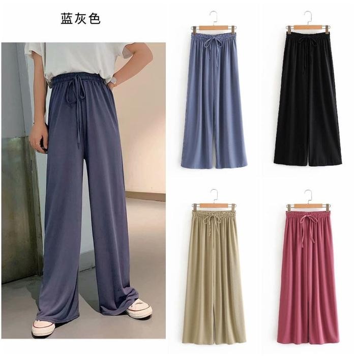 Ready Celana Kulot Wanita Lurus Polos Harajuku Import Premium