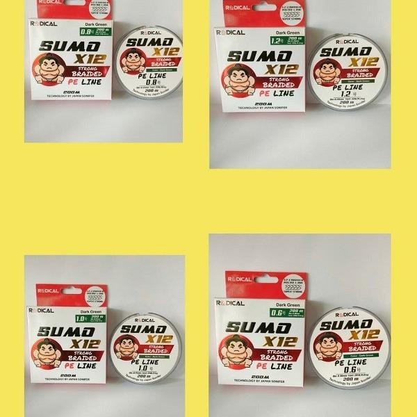 Senar Pancing Braid Pe Line Sumo X12 200M Hijau Senar Pe 200M Senar Joran Reel