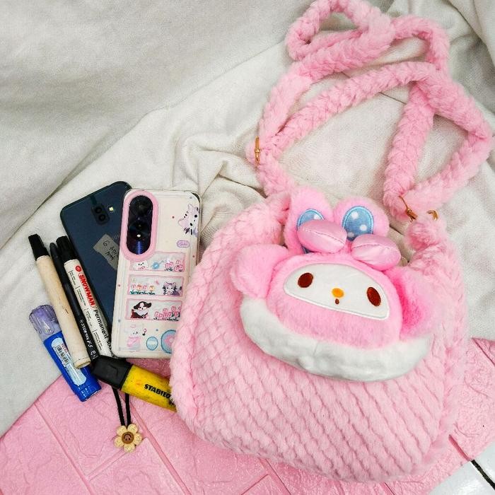 Tas slempang bulu Pn Tas slingbag Sanrio Tas Slempang karakter Tas fashion wanita Tas fashion anak