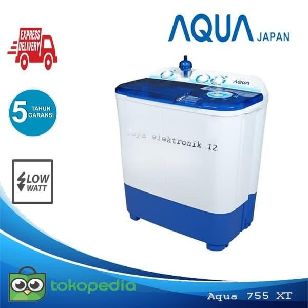 Mesin Cuci 2 tabung Aqua Sanyo 755 XT Cuci dan Kering Tutup Transparan