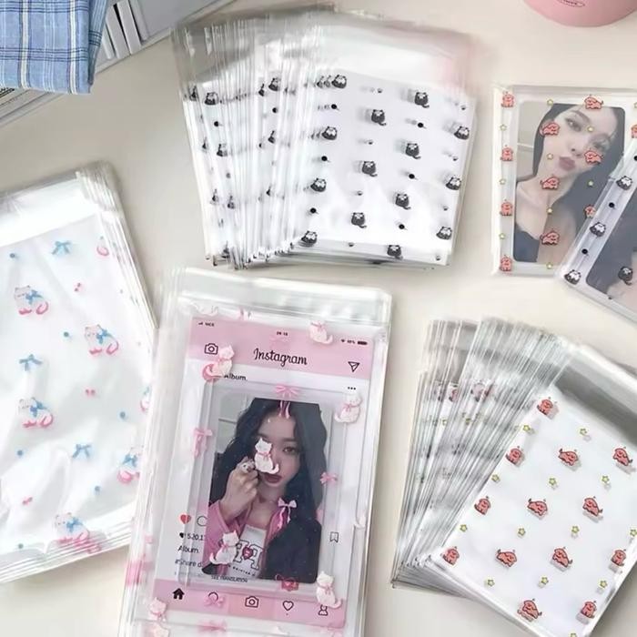 

New (50 lembar)Plastik Bungkus Photocard Sleeve Hadiah Bingkisan OPP Corak Warna Warni - 50 Lembar