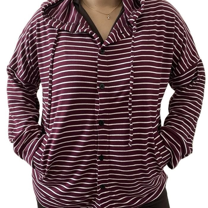 ORIGINAL (COD) Jaket Hoodie Kancing Salur Saku Oversize Jumbo Motif Outer Panjang READY STOCK