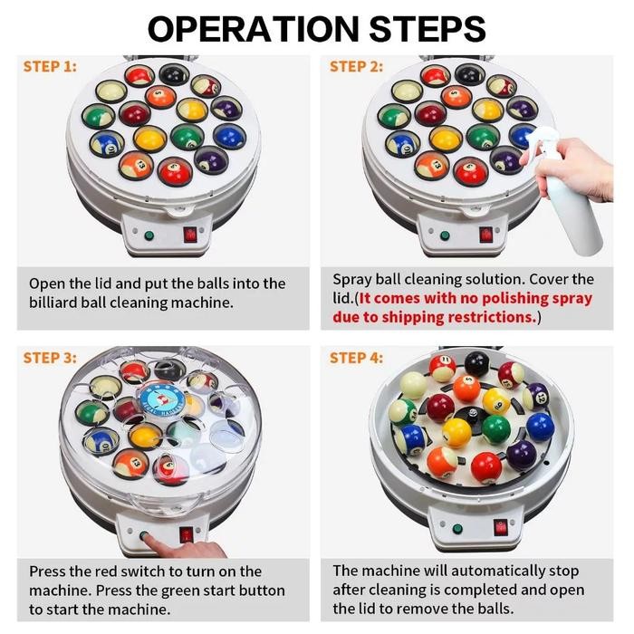 Khusus Gosend Mesin Cuci Bola Billiard 1Set Otomatis 16 Bola Alat Pembersih Bola Billiard Generasi