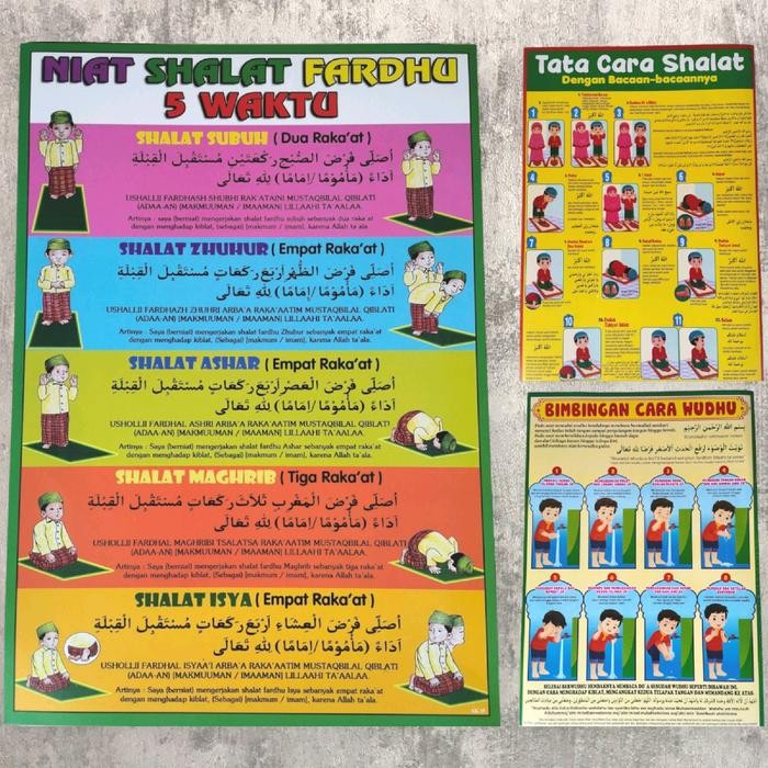 

New Paket 3 Poster Edukasi / Belajar Sholat Pria / Wudhu Pria / Niat Sholat